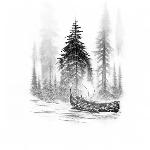 Redwood Forest With Viking Boat