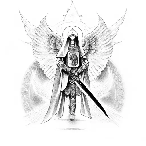 Angel With Sword And Orthodox Cross