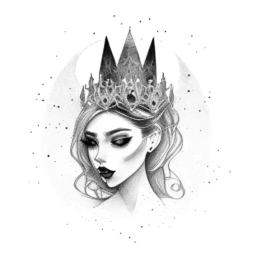 Mystical Girl With A Full Moon Crown