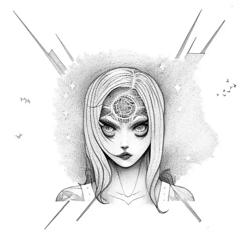 Mystical Girl With A Full Moon