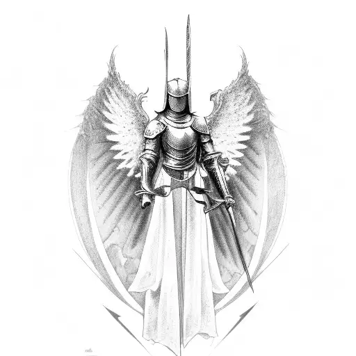 Knight With Angel Wings On The Other Side Is The Winged Reaper Of Satan