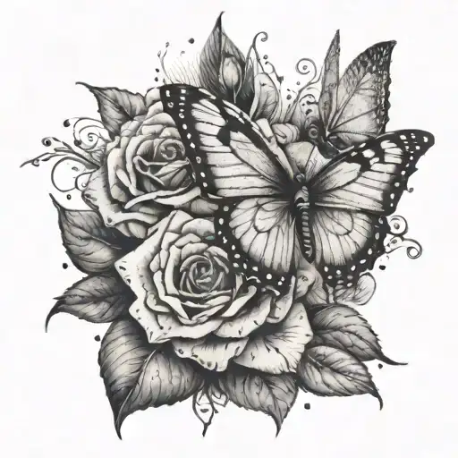 A Butterfly Emerging From A Rose In A Surreal Style