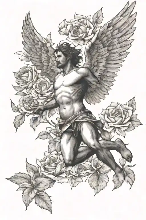 Icarus Falling With Flowers