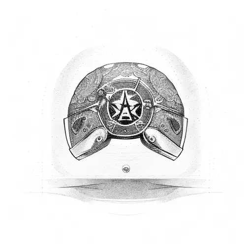 A Motorbike Helmet With Jiu Jitsu Symbols And A Blackwork Background