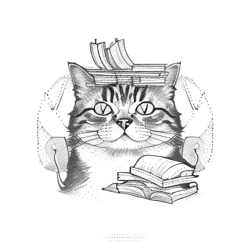 Cat With Books