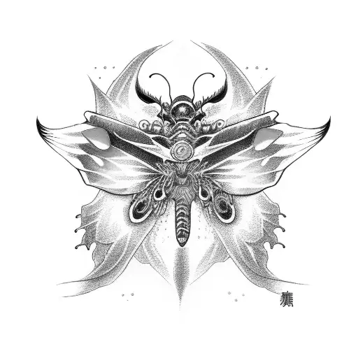 Butterfly With Electric Blue Eyes Japanese Demon Design On Its Wings