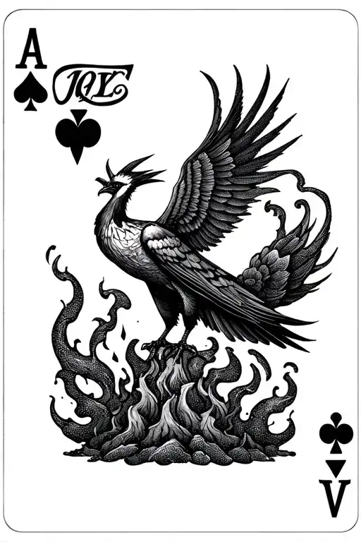 Joker Card With A Phoenix Rising From The Ashes