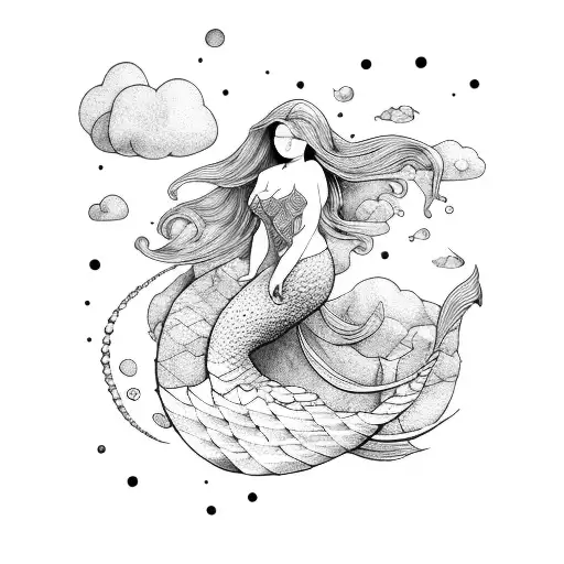 Mermaid And Clouds And Lighting