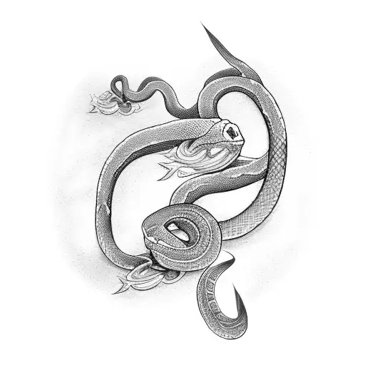 Snake Wrapped Around Trident