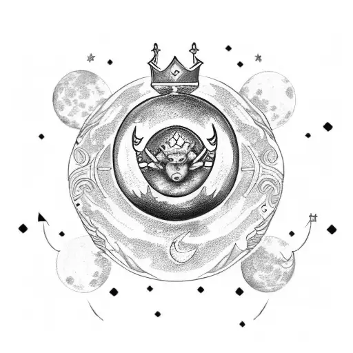 Moon With Cancer Zodiac Sign And A Litlle Crown