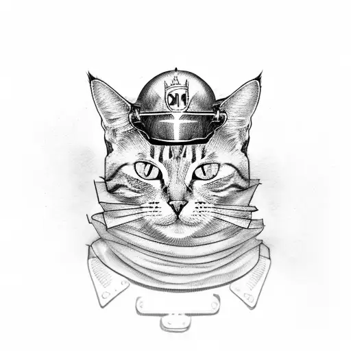 Cat Wearing A Police Helmet On A Motorcycle