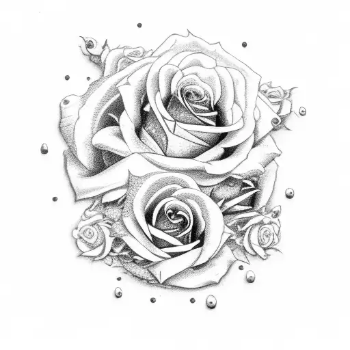 Black Dragon With White And Black Roses