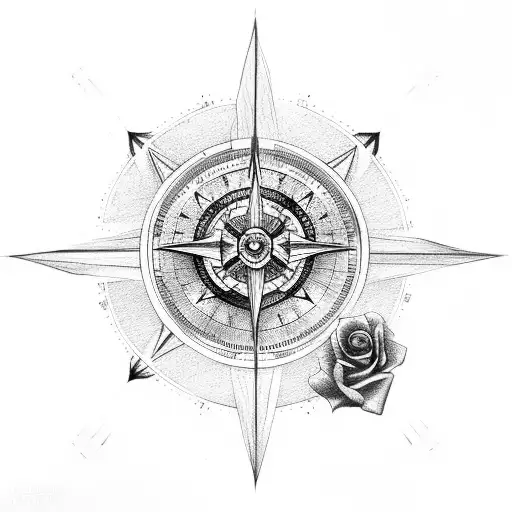 Rose With Compass And Warrior