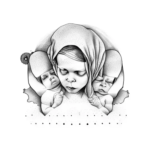 Mother Baby With 2Kids