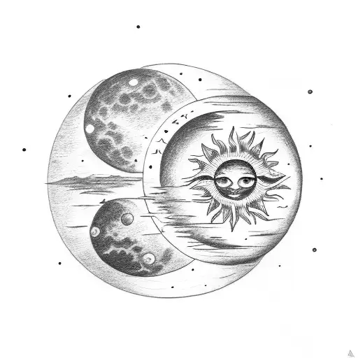 Sun Earth And Moon As Three Symbols
