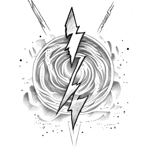 Lightning Bolt On A Ocean Big Wave