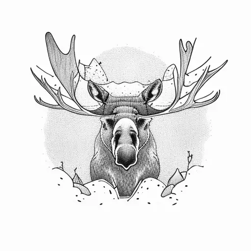 Moose In Stream With Lily Pads