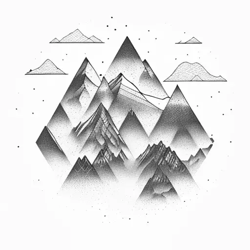 A Psychedelic Mountain Range Merging With A Digital Skyline