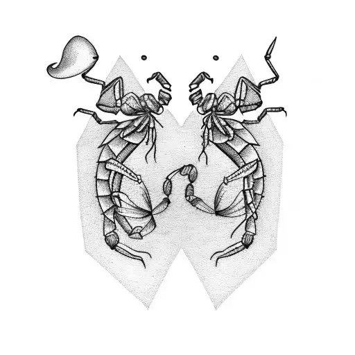 Scorpion And Capricon Small Couple Tattoo On Wrist Cute And Romantic With Lines And Dots