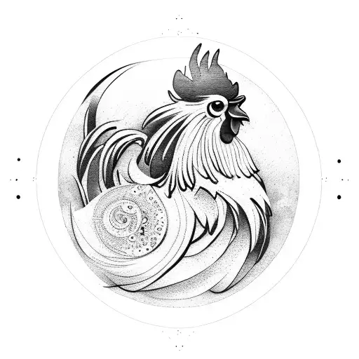 Rooster With Crescent Moon