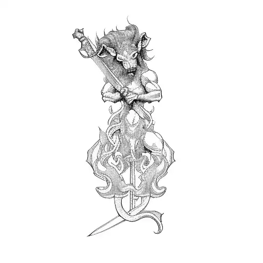 A Satyr Holding A Sword