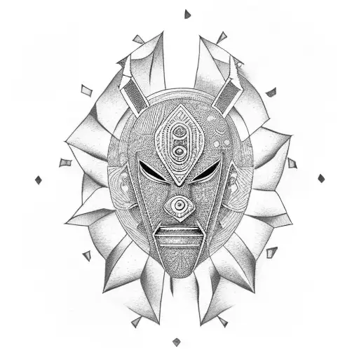 An African Mask And A Book Merging Into One