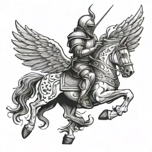 An American Football Player Morphing Into A Knight On A Pegasus