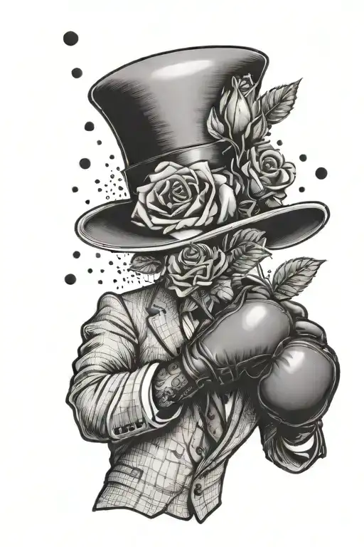 A Gentleman In A Suit Holding A Rose With A Boxing Glove On One Hand