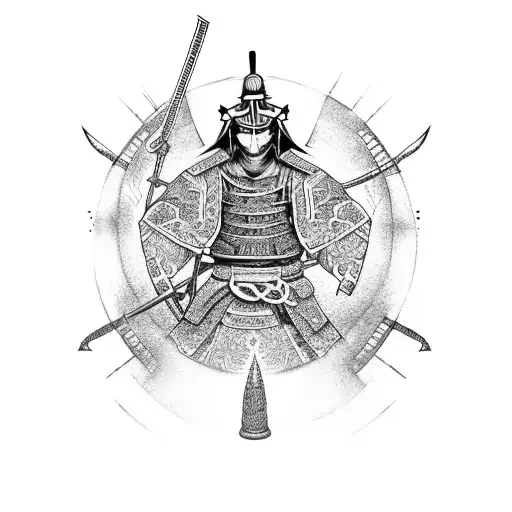 A Samurai Warrior With Intricate Tribal