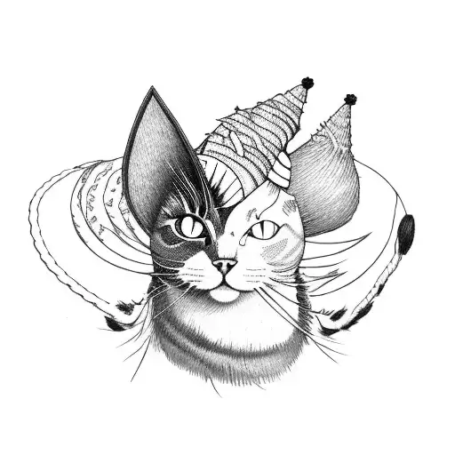 Cat With Roasted Plush Turkey Hat On It's Head