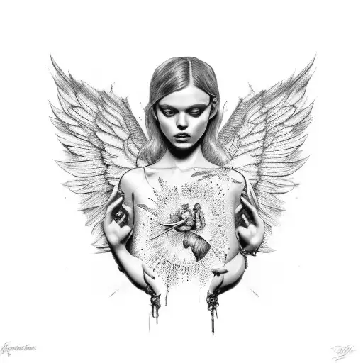 Fallen Angel Holding Salvatore Dalis Melted Watch