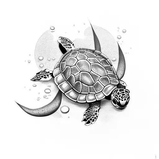 Turtle With Water And Flowers