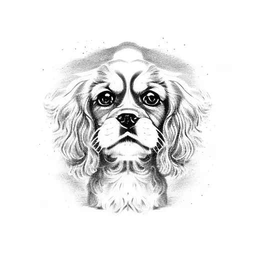 Cute Cavalier King Charles Dog Staring