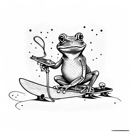Frog With A Magic Wand And A Skateboard
