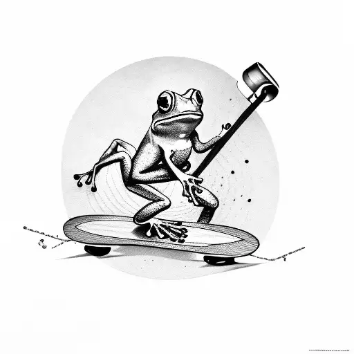 Frog With A Bong And A Skateboard