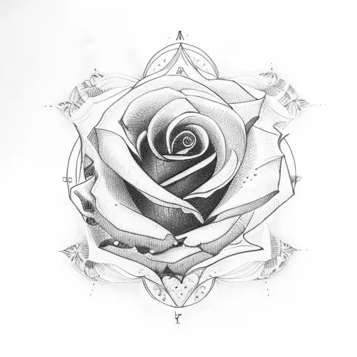 Rose Flower With Compass
