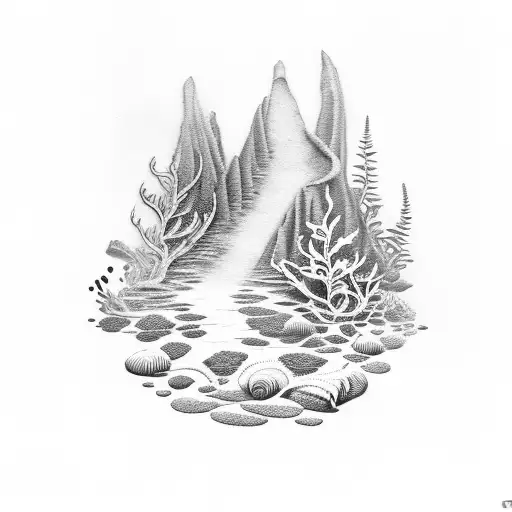 Underwater Mountain With Kelp And Ferns