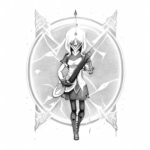 Gothic-inspired Video Game Character Wielding An Electric Guitar