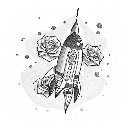 Rocket With Roses Coming Out In The Background