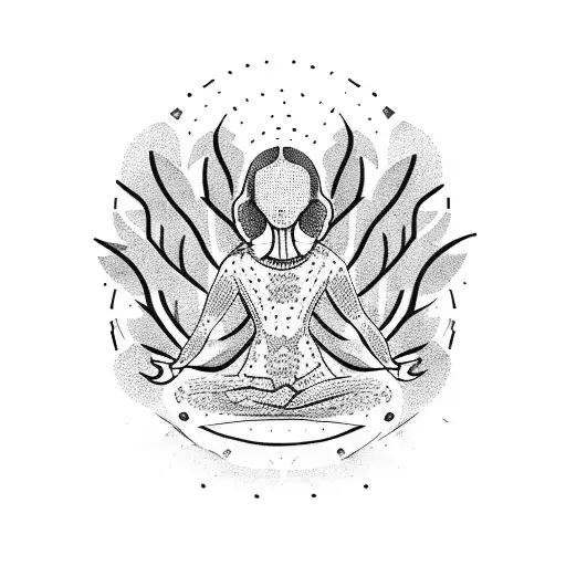 Woman Meditating Under Tree