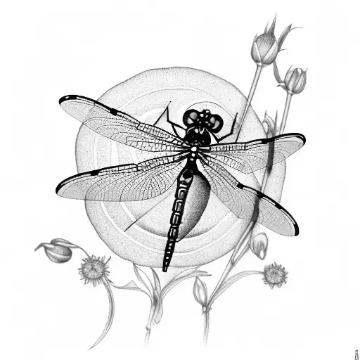 Dragonfly In Flowers