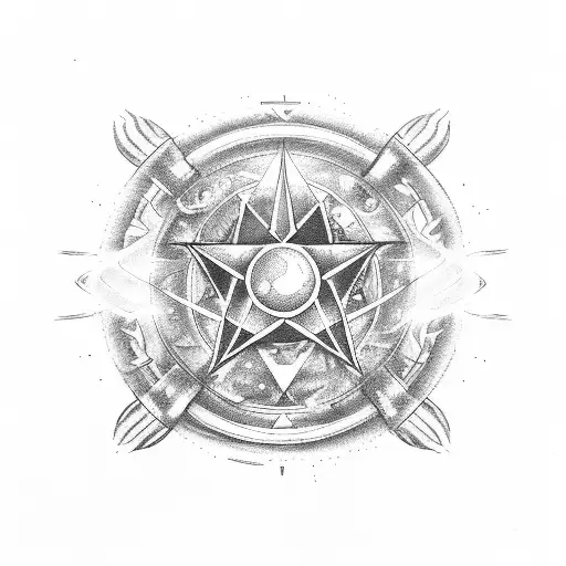 Star Fire Gemini Aries Aquarius Ship Wheel