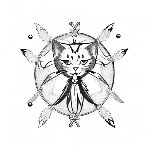 Anime Character Holding A Dreamcatcher With A Cat Silhouette Inside