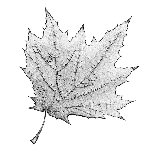 Black And White Fine Line Maple Leaf