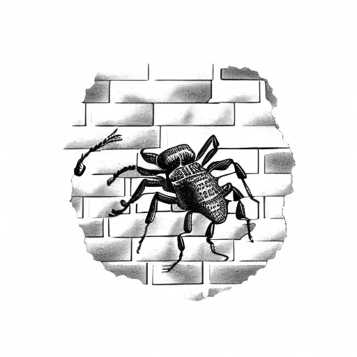 A Real Scorpion On A Brick Wall