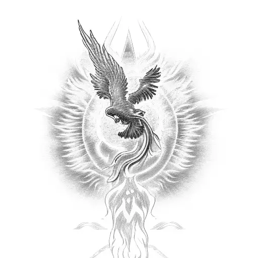 Rising Sun With A Phoenix Emerging From Its Rays