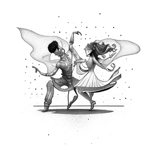 Dance Couple Line Art
