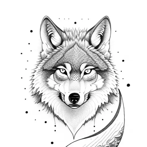 Profile Wolf With The Washing Moon Shining Behind