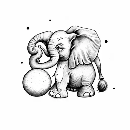 An Baby Elephant Playing With A Ball