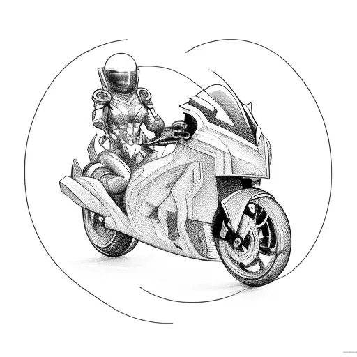 A Futuristic Motorcycle Speeding Through A Card Game-themed Cityscape
